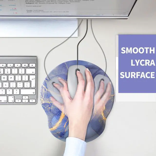 Alt view image 5 of 7 - Mouse Pad with Wrist Rest, Comfortable Computer Mousepad with Gel Wrist Support Smooth Surface and Non-Slip PU Base for Pain Relief, Laptop, Office & Home (Golden Quicksand Marble)