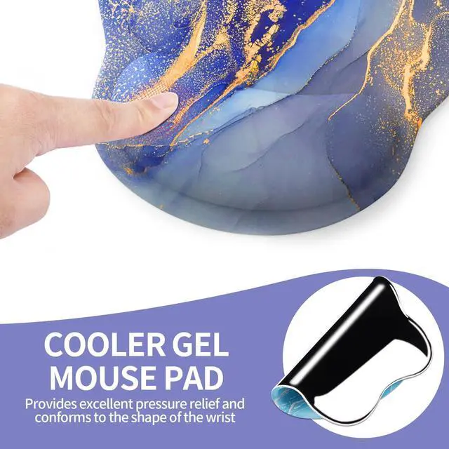 Alt view image 6 of 7 - Mouse Pad with Wrist Rest, Comfortable Computer Mousepad with Gel Wrist Support Smooth Surface and Non-Slip PU Base for Pain Relief, Laptop, Office & Home (Golden Quicksand Marble)