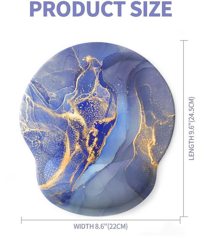 Alt view image 7 of 7 - Mouse Pad with Wrist Rest, Comfortable Computer Mousepad with Gel Wrist Support Smooth Surface and Non-Slip PU Base for Pain Relief, Laptop, Office & Home (Golden Quicksand Marble)