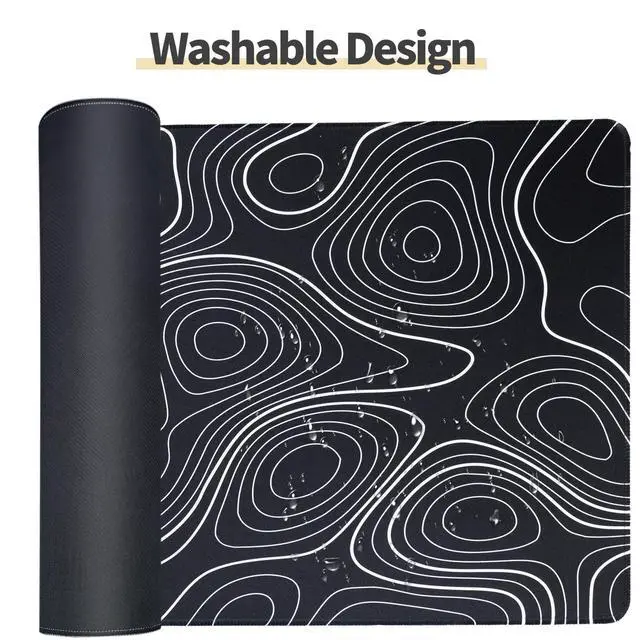 Alt view image 6 of 6 - XL Topographic Mouse Pad Long Desk Mat, Black Mouse Keyboard Pad, Desk Pad, Large Gaming Mouse Mat Non-Slip Rubber (31.5 x 15.7 x 0.12 Inches)