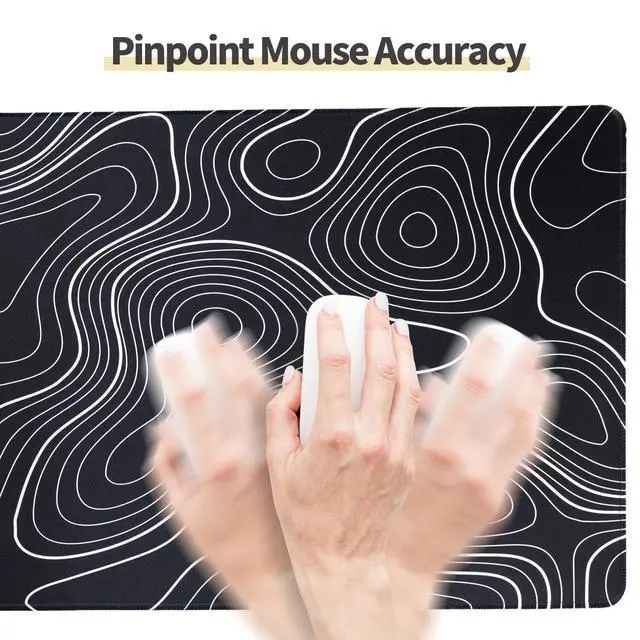 Alt view image 5 of 6 - XL Topographic Mouse Pad Long Desk Mat, Black Mouse Keyboard Pad, Desk Pad, Large Gaming Mouse Mat Non-Slip Rubber (31.5 x 15.7 x 0.12 Inches)