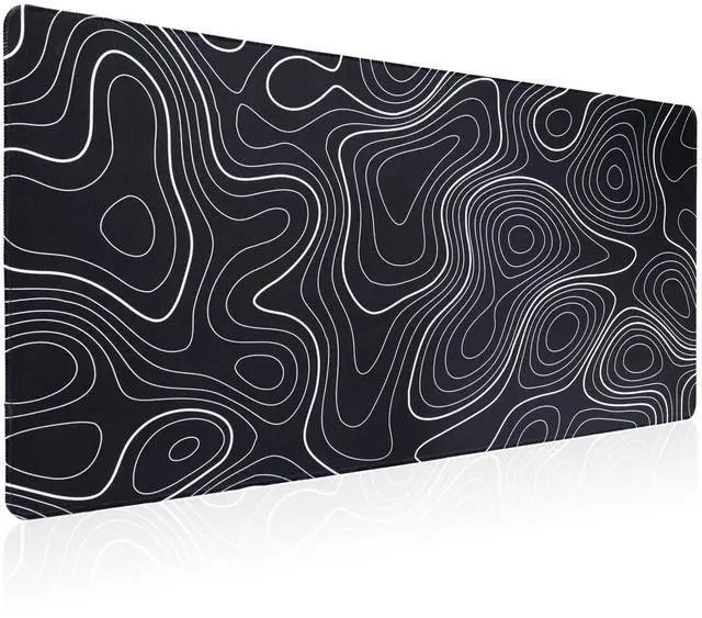 Main image of XL Topographic Mouse Pad Long Desk Mat, Black Mouse Keyboard Pad, Desk Pad, Large Gaming Mouse Mat Non-Slip Rubber (31.5 x 15.7 x 0.12 Inches)