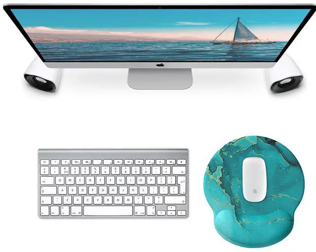 Alt view image 2 of 7 - Mouse Pad with Wrist Rest, Comfortable Computer Mousepad with Gel Wrist Support Smooth Surface and Non-Slip PU Base for Pain Relief, Laptop, Office & Home (Calm Lake)