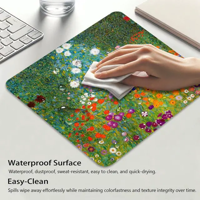 Alt view image 4 of 6 - Anti-Slip Gaming & Office Mouse Pad with Stitched Edges 9.5 x 7.9 Inch, Art Bauerngarten by Gustav Klimt Historic Cultural Illustrations Fine Art Traditional Scenic Durable Smooth Surface Desk Mat