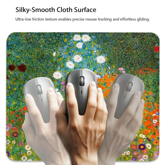 Alt view image 3 of 6 - Anti-Slip Gaming & Office Mouse Pad with Stitched Edges 9.5 x 7.9 Inch, Art Bauerngarten by Gustav Klimt Historic Cultural Illustrations Fine Art Traditional Scenic Durable Smooth Surface Desk Mat