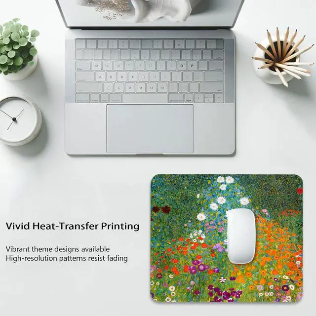Alt view image 6 of 6 - Anti-Slip Gaming & Office Mouse Pad with Stitched Edges 9.5 x 7.9 Inch, Art Bauerngarten by Gustav Klimt Historic Cultural Illustrations Fine Art Traditional Scenic Durable Smooth Surface Desk Mat