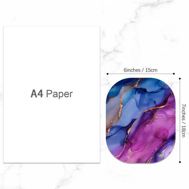 Alt view image 2 of 7 - Small Mouse Pad, 6 x 7 Inch, Oval Mini Mouse Pad with Non-Slip Rubber Base for Laptop Wireless Mouse Keyboard Tray Mousepad, Marble Patterns