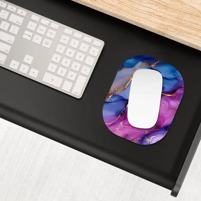 Alt view image 7 of 7 - Small Mouse Pad, 6 x 7 Inch, Oval Mini Mouse Pad with Non-Slip Rubber Base for Laptop Wireless Mouse Keyboard Tray Mousepad, Marble Patterns