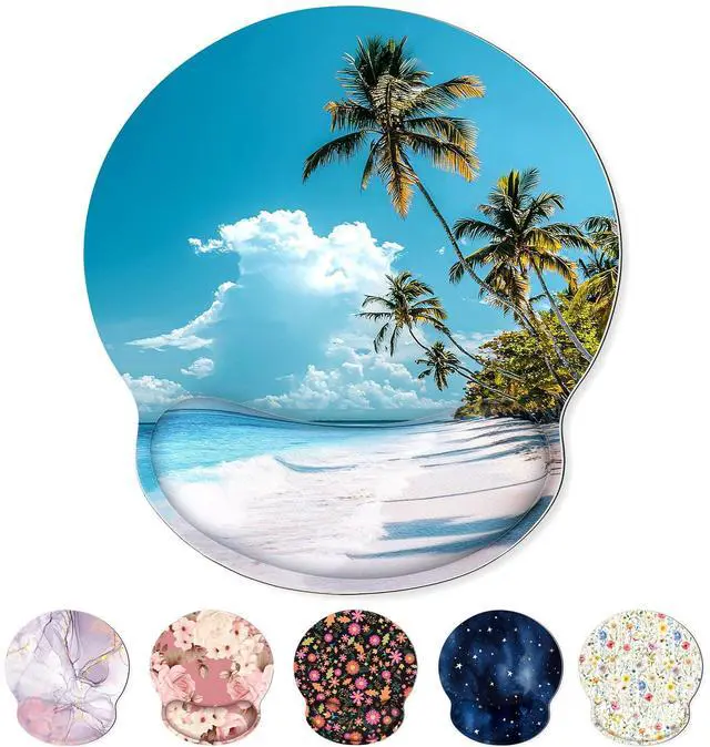 Main image of Ergonomic Mouse Pad with Wrist Rest, Small Mousepad with Non-Slip Rubber Base and Smooth Surface, Beach Mouse Pads for Desk, Office Desk Accessories