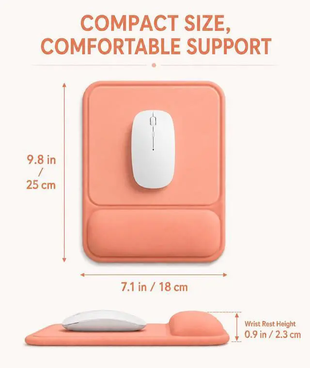Alt view image 6 of 7 - Ergonomic Mouse Pad with Wrist Rest, Gel Mousepad with Soft Wrist Support, Non-Slip PU Base, Smooth Surface Mouse Pad for Wrist Pain Relief, Computer Laptop Office Home & Gaming (Orange)