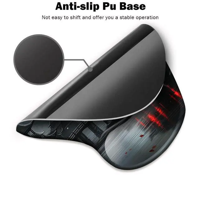 Alt view image 3 of 6 - Ergonomic Mouse Pad with Wrist Rest,Gaming Mouse Pad with Wrist Support,Funny Mouse Pads for Desk,Computer Mousepad with Non-Slip Pain Relief PU Base,Cute Office Desk Accessories,Full Moon
