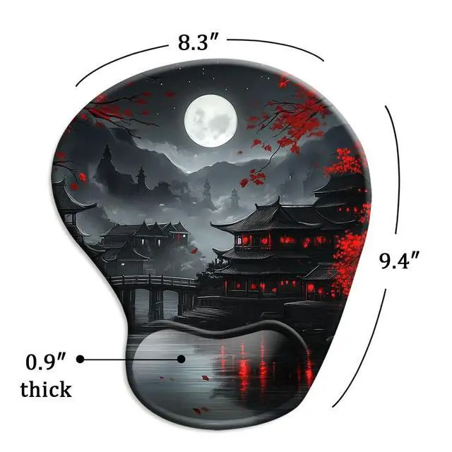 Alt view image 5 of 6 - Ergonomic Mouse Pad with Wrist Rest,Gaming Mouse Pad with Wrist Support,Funny Mouse Pads for Desk,Computer Mousepad with Non-Slip Pain Relief PU Base,Cute Office Desk Accessories,Full Moon