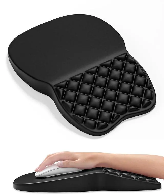 Main image of Ergonomic Mouse Pad with Wrist Rest, Comfortable Slope Computer Mouse Mat with Wrist Support, Memory Foam Filling, Non-Slip Silicone Base, Pain Relief, for Gaming & Work, 8 x 12 in, Black