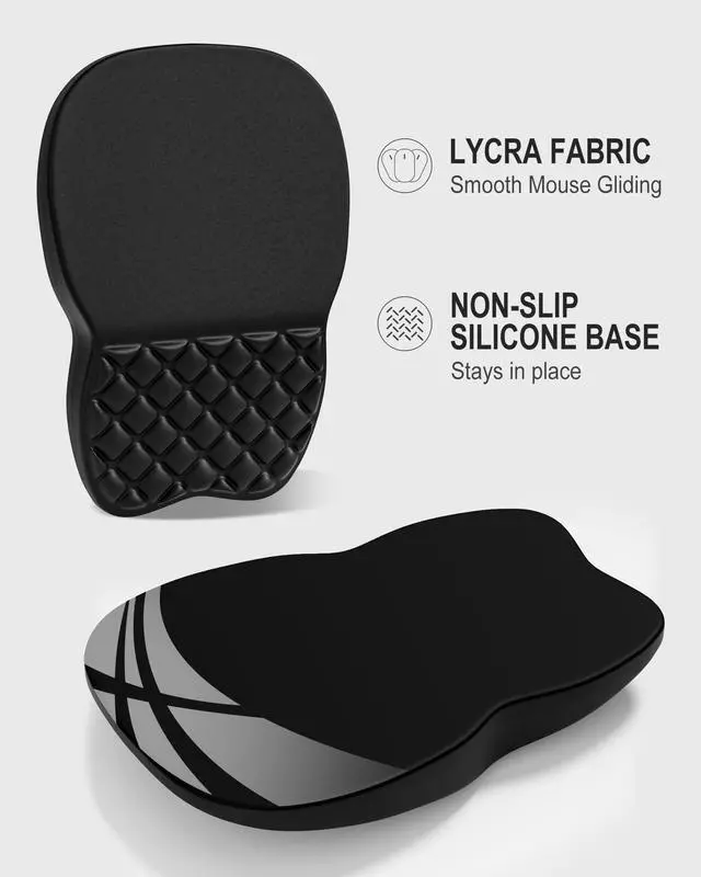 Alt view image 2 of 7 - Ergonomic Mouse Pad with Wrist Rest, Comfortable Slope Computer Mouse Mat with Wrist Support, Memory Foam Filling, Non-Slip Silicone Base, Pain Relief, for Gaming & Work, 8 x 12 in, Black