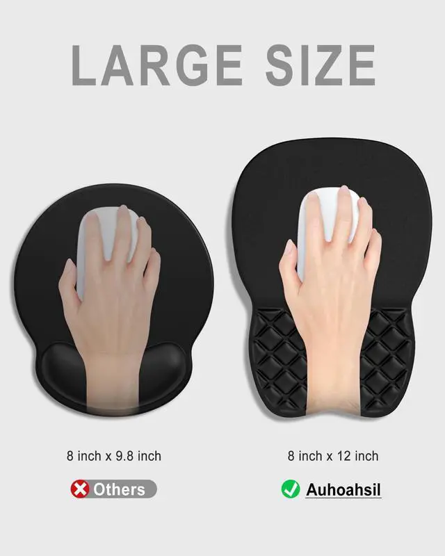 Alt view image 5 of 7 - Ergonomic Mouse Pad with Wrist Rest, Comfortable Slope Computer Mouse Mat with Wrist Support, Memory Foam Filling, Non-Slip Silicone Base, Pain Relief, for Gaming & Work, 8 x 12 in, Black