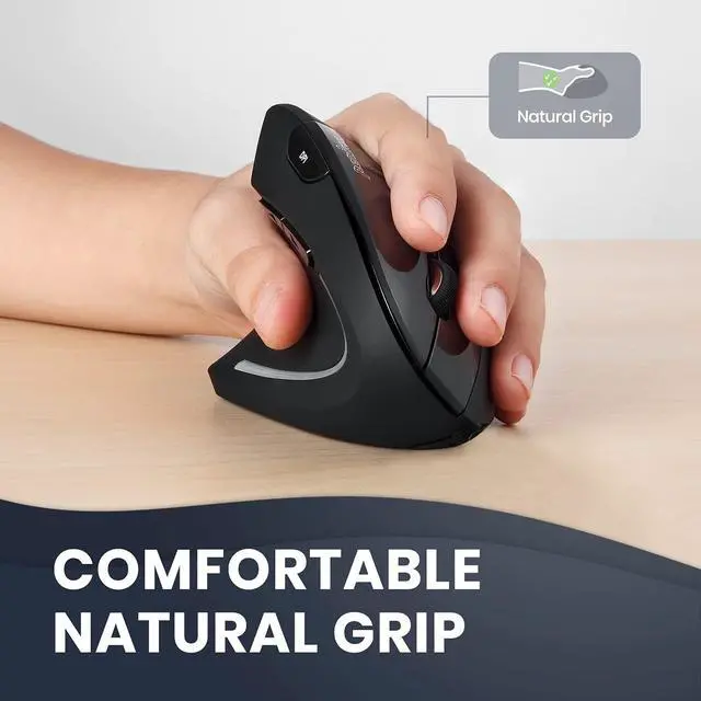 Alt view image 5 of 6 - PERIMICE-713L, Wireless Ergonomic Left Handed Vertical Mouse, 6 Buttons Design, 3 Level DPI, Black, Medium