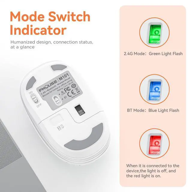Alt view image 6 of 7 - Cute Wireless Mouse Dual Mode with 2.4GHz USB Receiver and Bluetooth Connection for Laptop, iPad, Mac, AA Battery Silent Cartoon Cordless Mice for Kids and Students (Rabbit & Girl)
