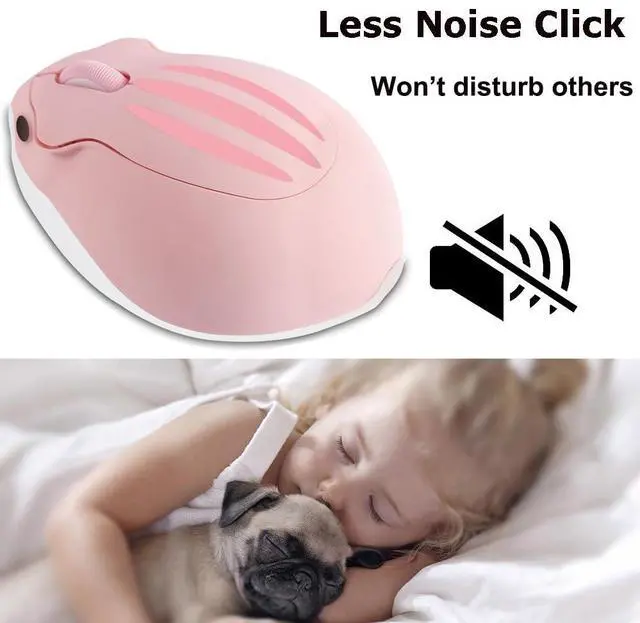 Alt view image 5 of 7 - Pink Bluetooth Wireless Mouse, Cute Hamster Kawaii Silent Cordless Mouse, Portable Lightweight Quiet Gaming Mice for PC Laptop, Mac, iPad Pro, MacBook Pro/Air, Kids, Women, Girls, Office, Travel Gift