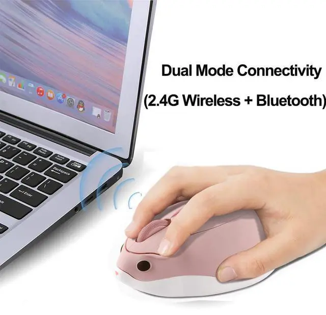 Alt view image 4 of 7 - Pink Bluetooth Wireless Mouse, Cute Hamster Kawaii Silent Cordless Mouse, Portable Lightweight Quiet Gaming Mice for PC Laptop, Mac, iPad Pro, MacBook Pro/Air, Kids, Women, Girls, Office, Travel Gift