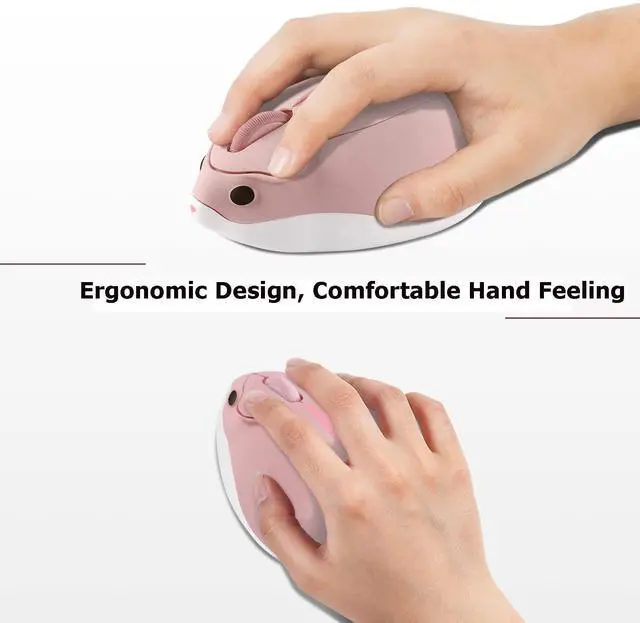 Alt view image 7 of 7 - Pink Bluetooth Wireless Mouse, Cute Hamster Kawaii Silent Cordless Mouse, Portable Lightweight Quiet Gaming Mice for PC Laptop, Mac, iPad Pro, MacBook Pro/Air, Kids, Women, Girls, Office, Travel Gift
