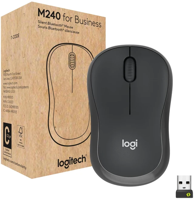Main image of M240 for Business Silent Wireless Mouse - Graphite | Secure Logi Bolt USB Receiver, globally certified for Windows, Mac, Chrome, Linux, iPadOS, Android