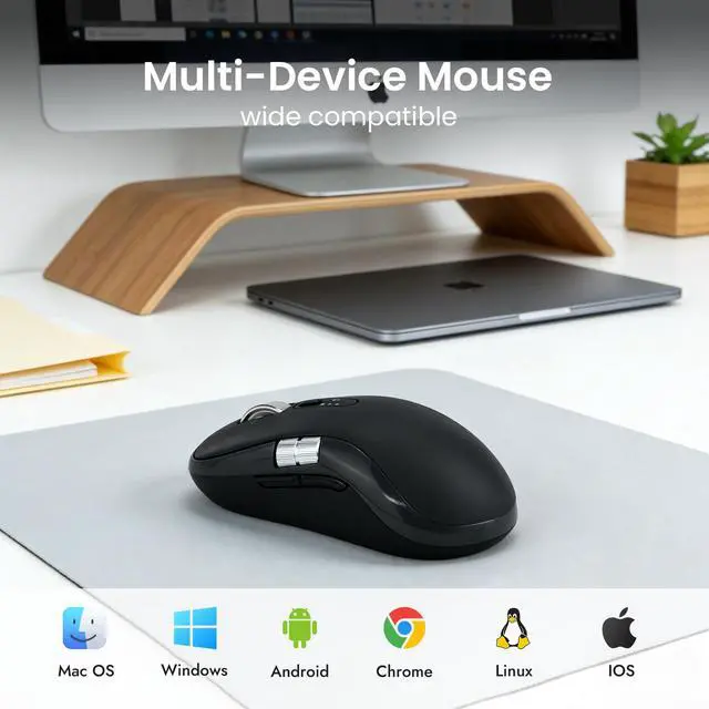 Alt view image 3 of 7 - Wireless Bluetooth Multi-Device mouse with 7 Programmable Buttons(Mac/Windows), 4-way Navigation Scroll, 5 level DPI, Side Scroll, Quiet Click Mice for Computer, Laptop, PC, iPad, Tablet, MacBook.