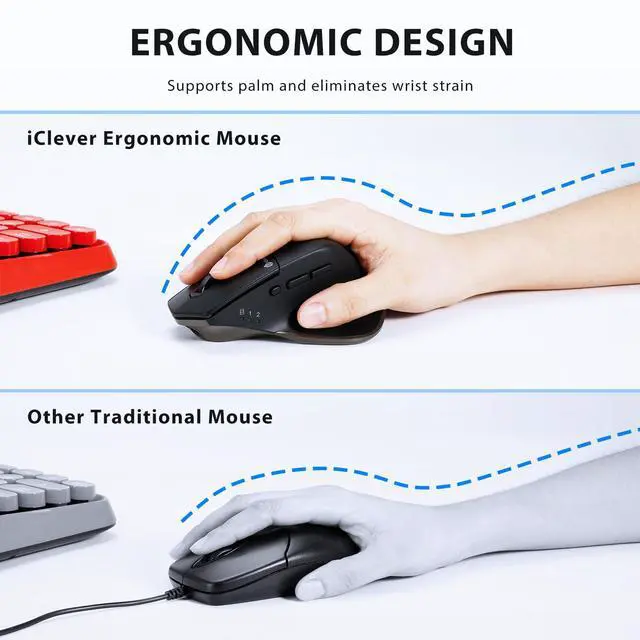 Alt view image 3 of 7 - Wireless Mouse with Bluetooth or USB Receiver, 5 Adjustable 2400DPI Rechargeable Computer Mice, Wireless Mouse for Laptop, iPad, MacBook, Tablet, PC