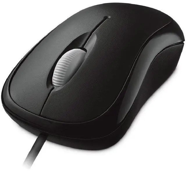 Main image of Basic Optical Mouse - Black. Comfortable, Right/Left Hand Use, Ergonomic Design, Wired USB Mouse, for PC/Laptop/Desktop