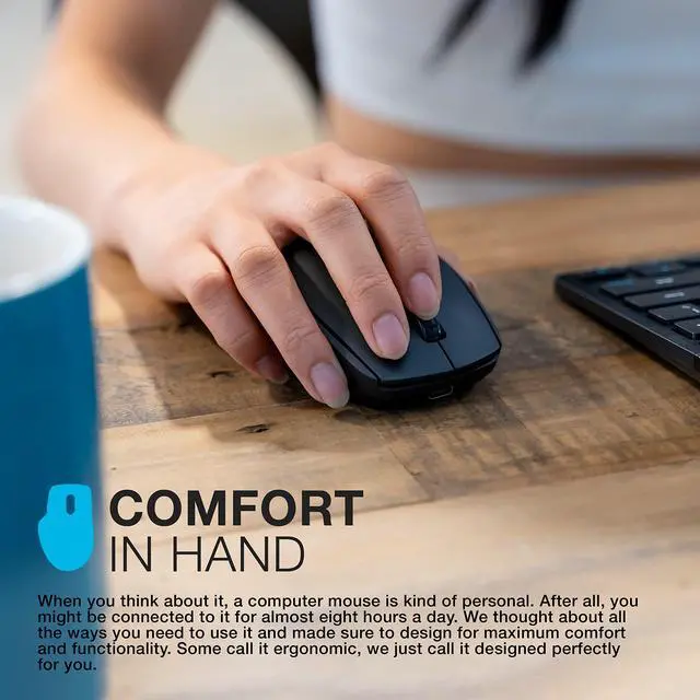 Alt view image 6 of 7 - GO Charge, Wireless Mouse, Bluetooth, USB Dongle, Multi-Device, Compact, Rechargeable, Black