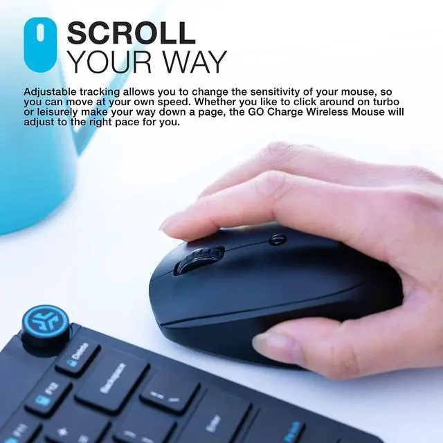 Alt view image 5 of 7 - GO Charge, Wireless Mouse, Bluetooth, USB Dongle, Multi-Device, Compact, Rechargeable, Black