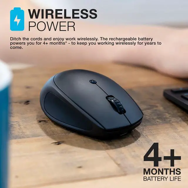 Alt view image 3 of 7 - GO Charge, Wireless Mouse, Bluetooth, USB Dongle, Multi-Device, Compact, Rechargeable, Black
