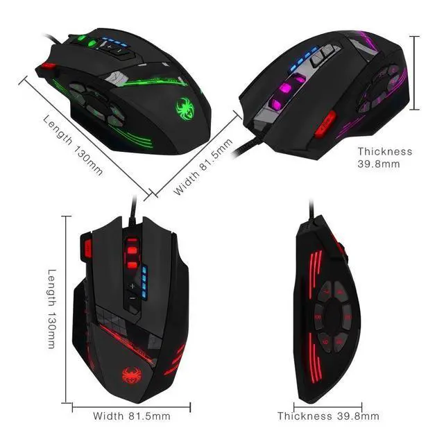Alt view image 3 of 7 - 12 Programmable Buttons C12 Gaming Mouse, Laser Double-Speed Adjustment 8000DPI Mice Support 4 Level Switch