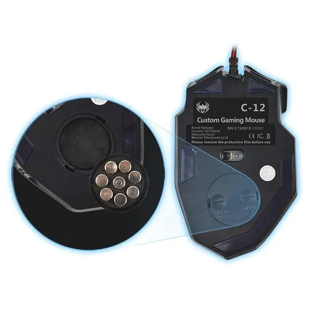 Alt view image 5 of 7 - 12 Programmable Buttons C12 Gaming Mouse, Laser Double-Speed Adjustment 8000DPI Mice Support 4 Level Switch