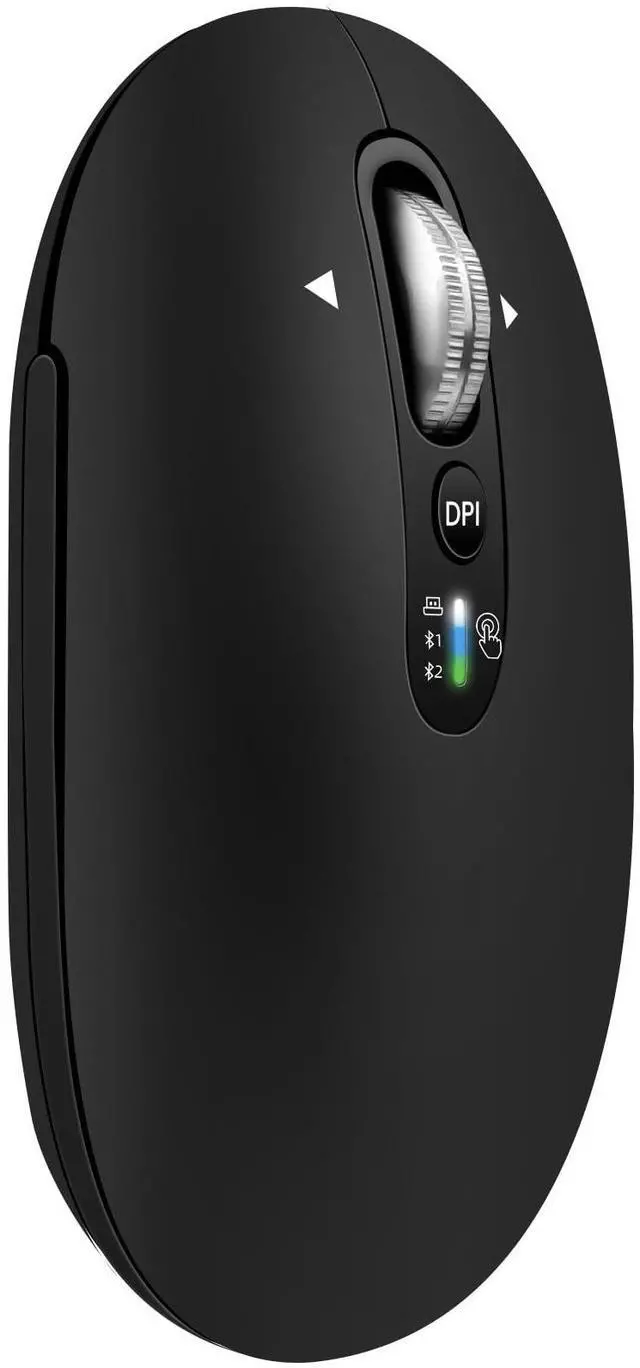 Main image of Wireless Bluetooth Mouse,USB+BT×2,Slim Pebble Multi Device Small Travel Mice,Metal 4 Way Super Scrolling,± 3000 DPI,8 Buttons,Quiet,Portable,Long Battery for Laptop,Computer,Tablet,Mac,iPad,PC,Phone