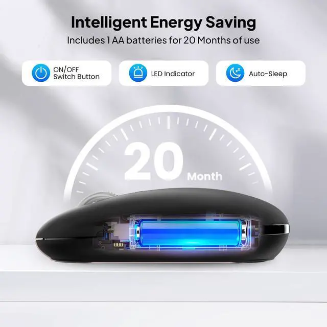 Alt view image 5 of 7 - Wireless Bluetooth Mouse,USB+BT×2,Slim Pebble Multi Device Small Travel Mice,Metal 4 Way Super Scrolling,± 3000 DPI,8 Buttons,Quiet,Portable,Long Battery for Laptop,Computer,Tablet,Mac,iPad,PC,Phone