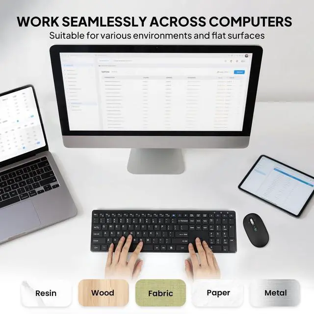 Alt view image 6 of 7 - Wireless Bluetooth Mouse,USB+BT×2,Slim Pebble Multi Device Small Travel Mice,Metal 4 Way Super Scrolling,± 3000 DPI,8 Buttons,Quiet,Portable,Long Battery for Laptop,Computer,Tablet,Mac,iPad,PC,Phone