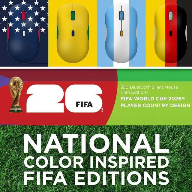 Alt view image 2 of 7 - 350 Bluetooth Silent Mouse (Fan Edition), Wireless Ergonomic Ambidextrous Design, Bluetooth 5.3, Adjustable DPI up to 2400, 36 Month Battery Life, Recycled Materials, USA Flag