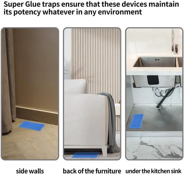 Alt view image 5 of 7 - Mouse Glue Traps 12 Pack, Larger & Heavier Plastic Sticky Glue Traps with Extra-Strong Adhesive for Mice, Rats, Sticky Mouse Trap for Indoor Use, Easy to Set