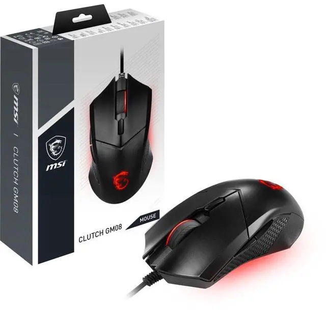Alt view image 4 of 7 - Clutch GM08 Gaming Mouse, 4200 DPI, Optical Sensor, 3 Adjustable Weights, Red LED Lighting, Symmetrical Design
