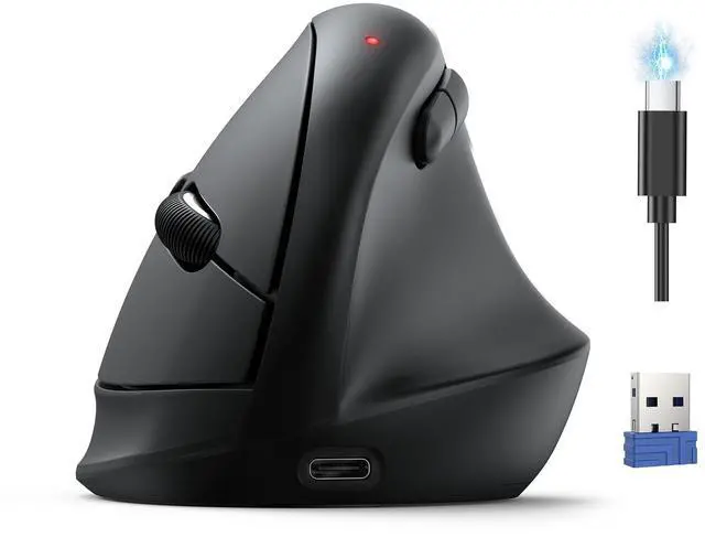 Main image of Ergonomic Mouse, Wireless Bluetooth Vertical Mouse (BT5.3/3.0 & 2.4G) Rechargeable 4800 DPI Optical Mouse with 6 Adjustable DPI, Quiet Clicks, USB A Receiver, 6 Buttons - Wide Compatibility