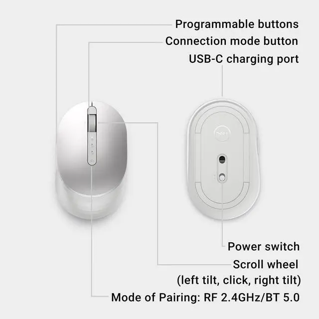 Alt view image 7 of 7 - Premier Wireless Mouse MS7421W, Rechargeable, Bluetooth