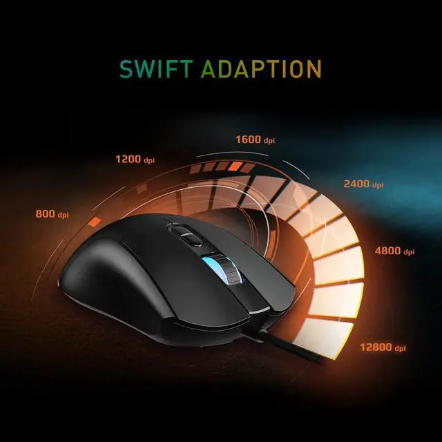 Alt view image 4 of 6 - Forge GM320 Gaming Mouse, 12800 DPI, 20M+ Clicks Micro Switch, Optical Sensor, Ergonomic Ambitextrous Hand Design, RGB Light