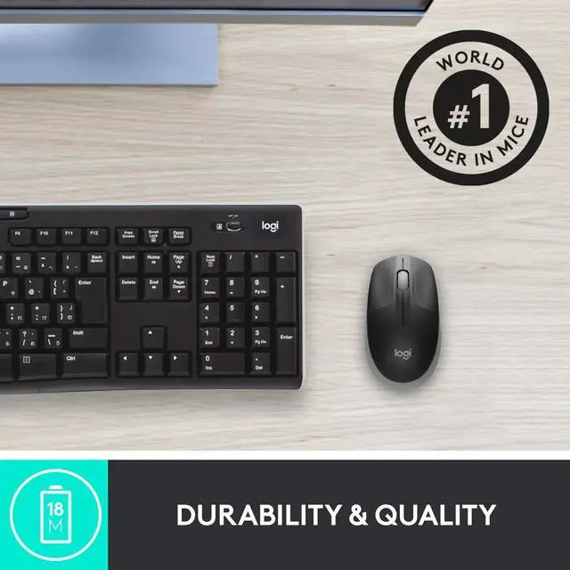 Alt view image 4 of 6 - Wireless Mouse M190 - Full Size Ambidextrous Curve Design, 18-Month Battery with Power Saving Mode, Precise Cursor Control & Scrolling, Wide Scroll Wheel, Thumb Grips - Mid Grey