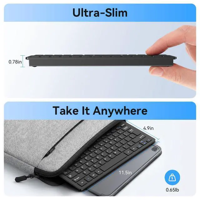 Alt view image 2 of 7 - Wireless Keyboard and Mouse Combo, Mini Cordless Computer Keyboard and Mouse Set 2.4GHz, Silent Adjustable 1600 DPI, Quiet Click, Lag-Free for Computer, Laptop, PC, Windows, Mac, Chrome OS