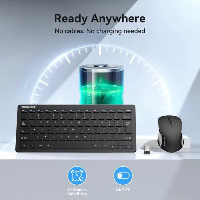 Alt view image 5 of 7 - Wireless Keyboard and Mouse Combo, Mini Cordless Computer Keyboard and Mouse Set 2.4GHz, Silent Adjustable 1600 DPI, Quiet Click, Lag-Free for Computer, Laptop, PC, Windows, Mac, Chrome OS