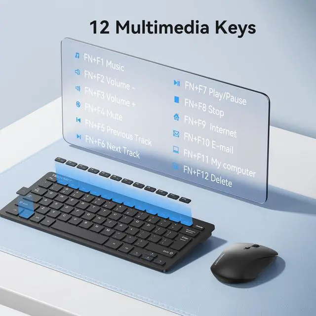 Alt view image 6 of 7 - Wireless Keyboard and Mouse Combo, Mini Cordless Computer Keyboard and Mouse Set 2.4GHz, Silent Adjustable 1600 DPI, Quiet Click, Lag-Free for Computer, Laptop, PC, Windows, Mac, Chrome OS