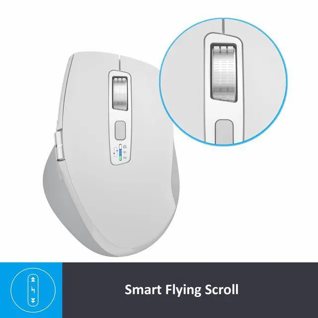 Alt view image 3 of 7 - Wireless Side Scroll Mouse with Multi-Device, Ergonomic Computer Mice with Smart Flying Scroll, Quiet Click, 4-Level DPI for Computer, Laptop, iPad, Tablet, MacBook(White)