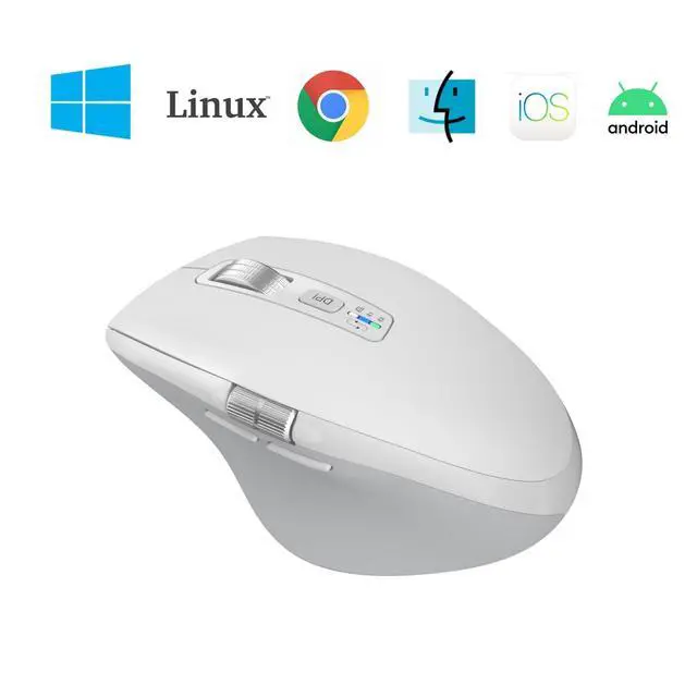 Alt view image 5 of 7 - Wireless Side Scroll Mouse with Multi-Device, Ergonomic Computer Mice with Smart Flying Scroll, Quiet Click, 4-Level DPI for Computer, Laptop, iPad, Tablet, MacBook(White)