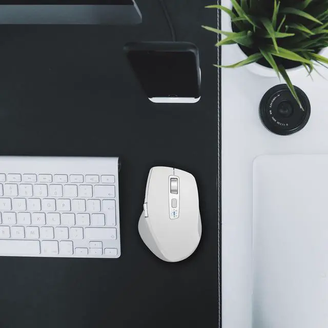 Alt view image 7 of 7 - Wireless Side Scroll Mouse with Multi-Device, Ergonomic Computer Mice with Smart Flying Scroll, Quiet Click, 4-Level DPI for Computer, Laptop, iPad, Tablet, MacBook(White)