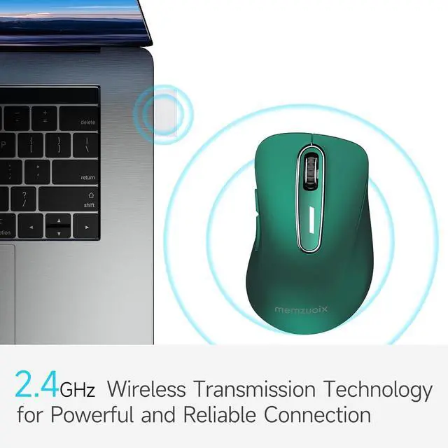 Alt view image 2 of 6 - 2.4G Wireless Mouse, 1400 DPI Computer Mice USB Receiver, Portable Wireless USB Mouse Battery Powered Cordless Mice for Laptop, PC, Desktop, 5 Buttons (Dark Green)
